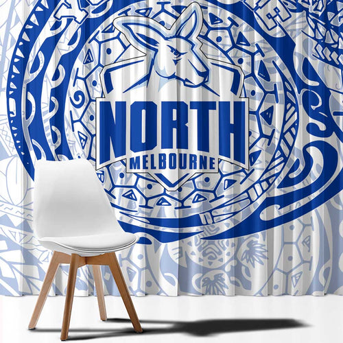 Personalized North Melbourne Kangaroos Polynesian Window Curtain Tribal Chest and Sleeve Tattoo Heritage Warrior