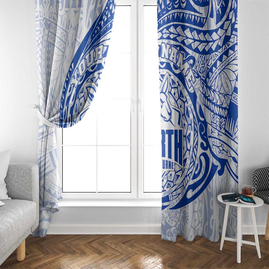 Personalized North Melbourne Kangaroos Polynesian Window Curtain Tribal Chest and Sleeve Tattoo Heritage Warrior
