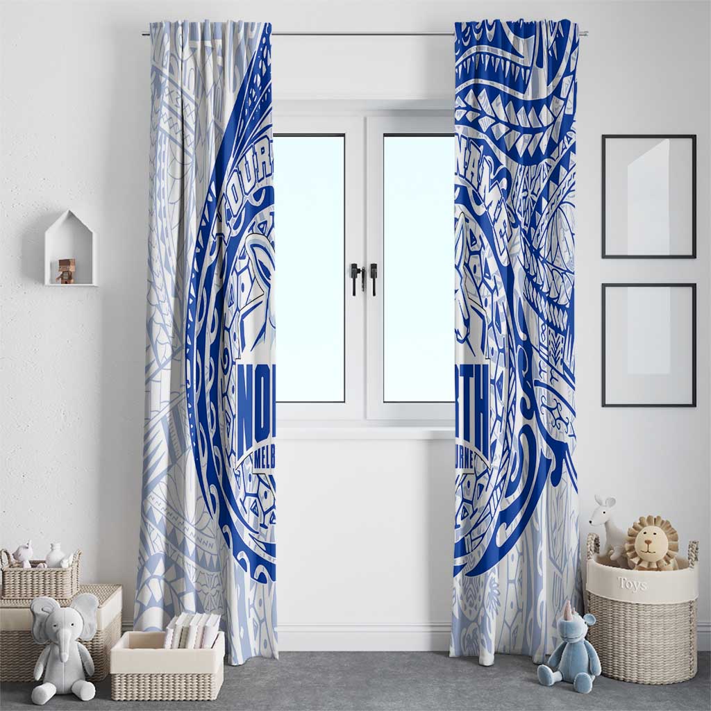Personalized North Melbourne Kangaroos Polynesian Window Curtain Tribal Chest and Sleeve Tattoo Heritage Warrior