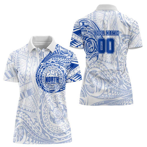 Personalized North Melbourne Kangaroos Polynesian Women Polo Shirt Tribal Chest and Sleeve Tattoo Heritage Warrior