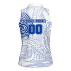 Personalized North Melbourne Kangaroos Polynesian Women Sleeveless Polo Shirt Tribal Chest and Sleeve Tattoo Heritage Warrior
