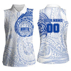 Personalized North Melbourne Kangaroos Polynesian Women Sleeveless Polo Shirt Tribal Chest and Sleeve Tattoo Heritage Warrior