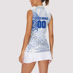 Personalized North Melbourne Kangaroos Polynesian Women Sleeveless Polo Shirt Tribal Chest and Sleeve Tattoo Heritage Warrior