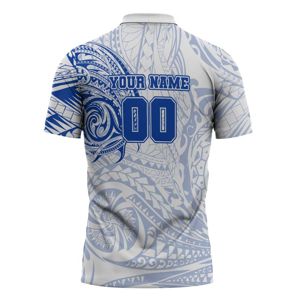 Personalized North Melbourne Kangaroos Polynesian Zipper Polo Shirt Tribal Chest and Sleeve Tattoo Heritage Warrior