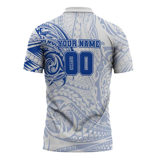 Personalized North Melbourne Kangaroos Polynesian Zipper Polo Shirt Tribal Chest and Sleeve Tattoo Heritage Warrior