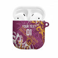 Personalized Brisbane Broncos Rugby AirPods Case Urban Street Graffiti Style - Distressed Splatter Elements