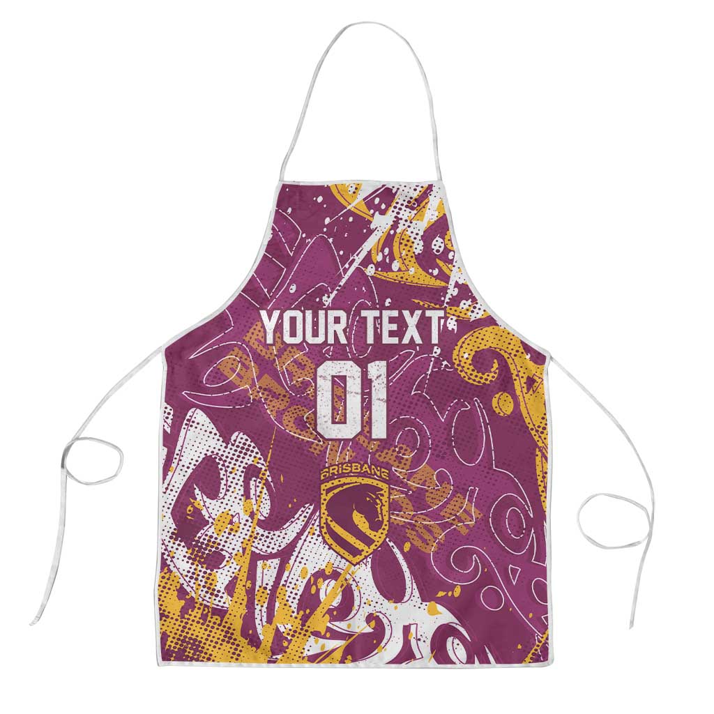 Personalized Brisbane Broncos Rugby Apron Urban Street Graffiti Style - Distressed Splatter Elements