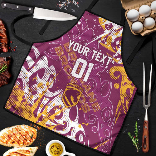 Personalized Brisbane Broncos Rugby Apron Urban Street Graffiti Style - Distressed Splatter Elements