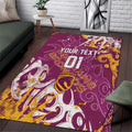 Personalized Brisbane Broncos Rugby Area Rug Urban Street Graffiti Style - Distressed Splatter Elements
