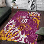 Personalized Brisbane Broncos Rugby Area Rug Urban Street Graffiti Style - Distressed Splatter Elements