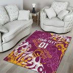 Personalized Brisbane Broncos Rugby Area Rug Urban Street Graffiti Style - Distressed Splatter Elements