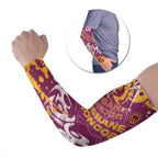 Personalized Brisbane Broncos Rugby Arm Sleeves Urban Street Graffiti Style - Distressed Splatter Elements