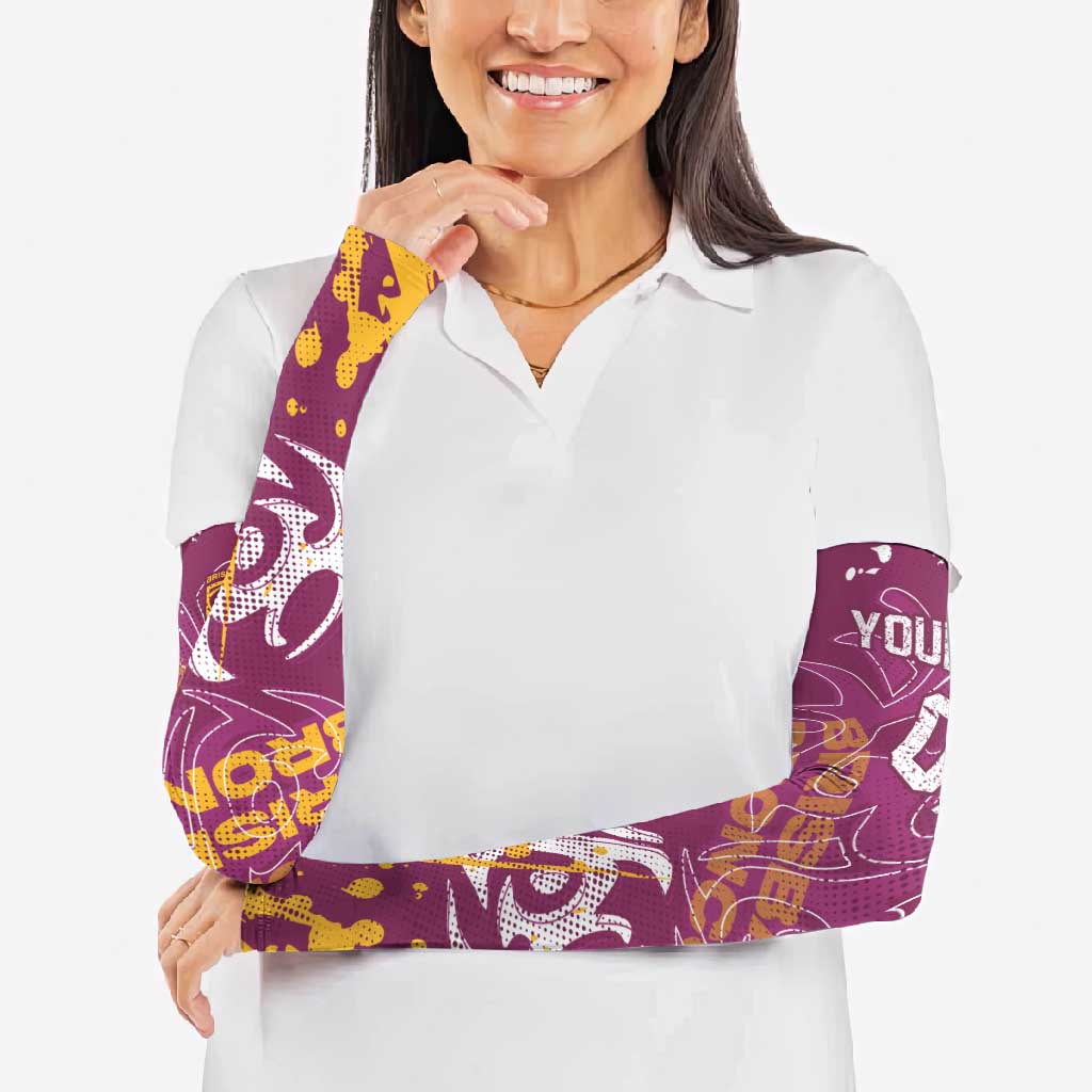 Personalized Brisbane Broncos Rugby Arm Sleeves Urban Street Graffiti Style - Distressed Splatter Elements