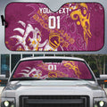 Personalized Brisbane Broncos Rugby Auto Sun Shade Urban Street Graffiti Style - Distressed Splatter Elements