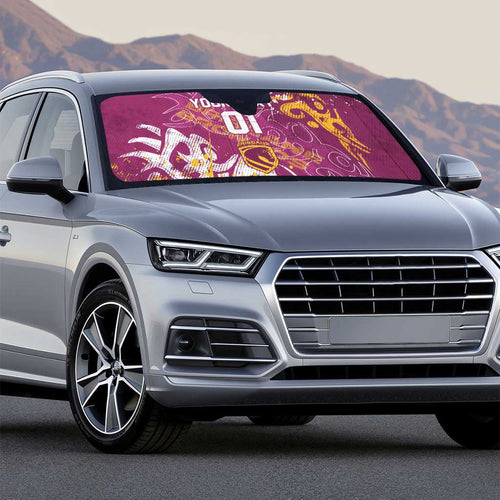 Personalized Brisbane Broncos Rugby Auto Sun Shade Urban Street Graffiti Style - Distressed Splatter Elements