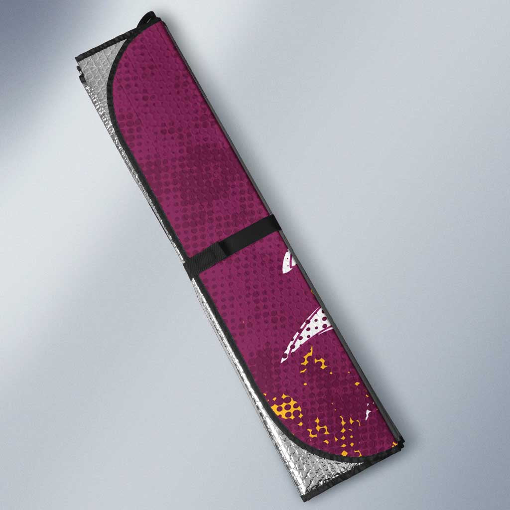 Personalized Brisbane Broncos Rugby Auto Sun Shade Urban Street Graffiti Style - Distressed Splatter Elements