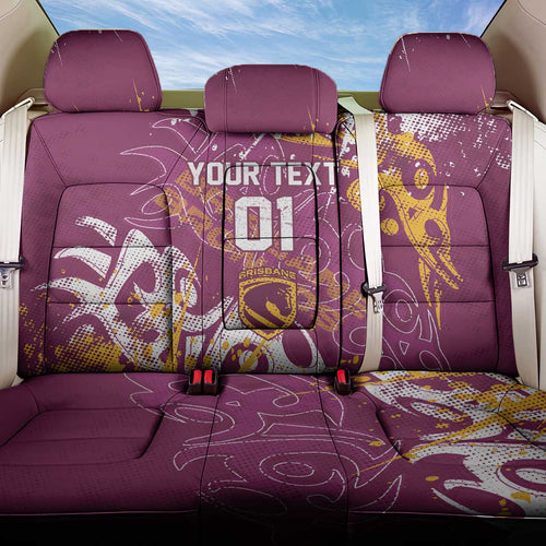 Personalized Brisbane Broncos Rugby Back Car Seat Cover Urban Street Graffiti Style - Distressed Splatter Elements