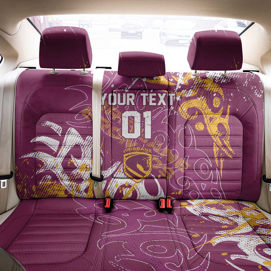 Personalized Brisbane Broncos Rugby Back Car Seat Cover Urban Street Graffiti Style - Distressed Splatter Elements