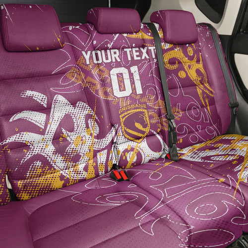 Personalized Brisbane Broncos Rugby Back Car Seat Cover Urban Street Graffiti Style - Distressed Splatter Elements