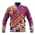 Personalized Brisbane Broncos Rugby Baseball Jacket Urban Street Graffiti Style - Distressed Splatter Elements