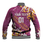 Personalized Brisbane Broncos Rugby Baseball Jacket Urban Street Graffiti Style - Distressed Splatter Elements