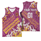Personalized Brisbane Broncos Rugby Basketball Jersey Urban Street Graffiti Style - Distressed Splatter Elements