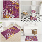 Personalized Brisbane Broncos Rugby Bathroom Set Urban Street Graffiti Style - Distressed Splatter Elements