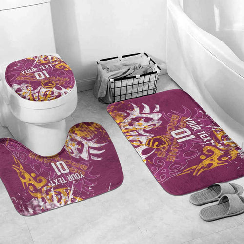 Personalized Brisbane Broncos Rugby Bathroom Set Urban Street Graffiti Style - Distressed Splatter Elements