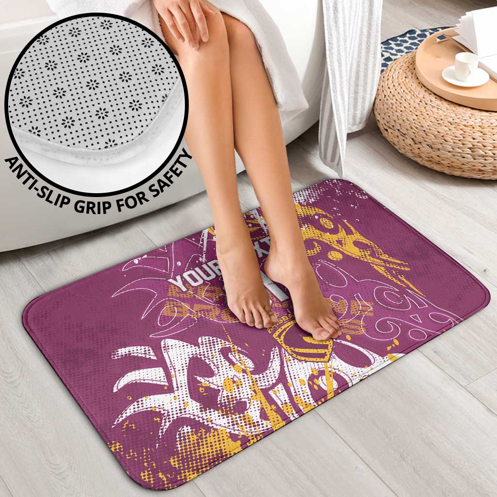 Personalized Brisbane Broncos Rugby Bathroom Set Urban Street Graffiti Style - Distressed Splatter Elements