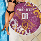 Personalized Brisbane Broncos Rugby Beach Blanket Urban Street Graffiti Style - Distressed Splatter Elements