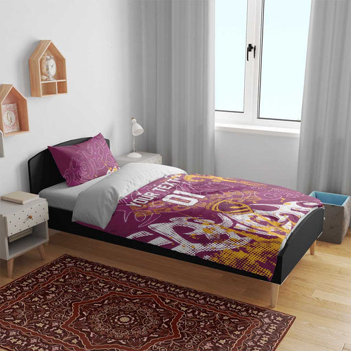Personalized Brisbane Broncos Rugby Bedding Set Urban Street Graffiti Style - Distressed Splatter Elements