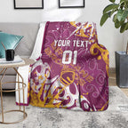 Personalized Brisbane Broncos Rugby Blanket Urban Street Graffiti Style - Distressed Splatter Elements