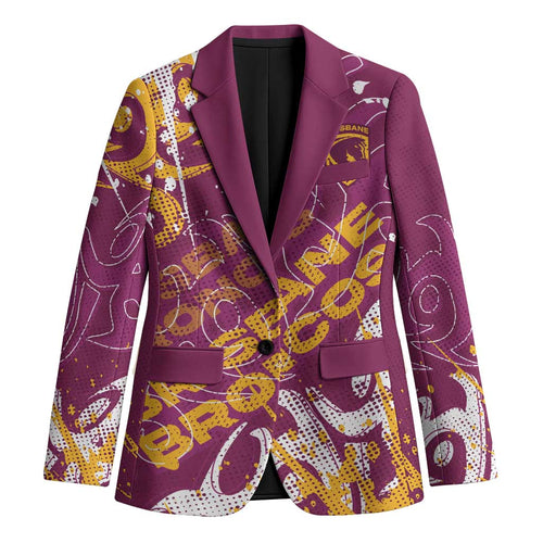 Personalized Brisbane Broncos Rugby Blazer Urban Street Graffiti Style - Distressed Splatter Elements