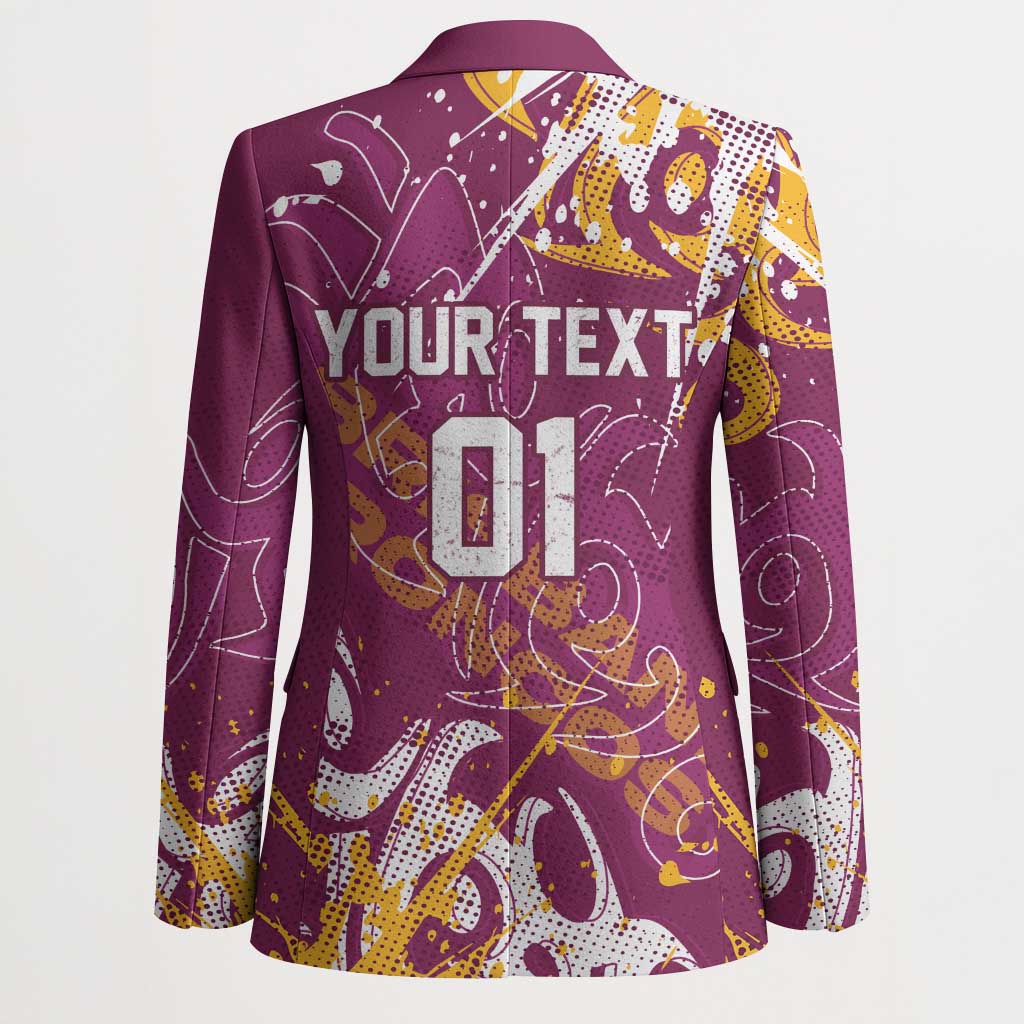 Personalized Brisbane Broncos Rugby Blazer Urban Street Graffiti Style - Distressed Splatter Elements