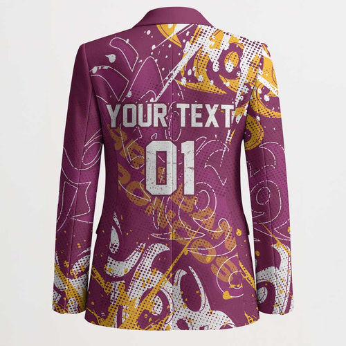 Personalized Brisbane Broncos Rugby Blazer Urban Street Graffiti Style - Distressed Splatter Elements