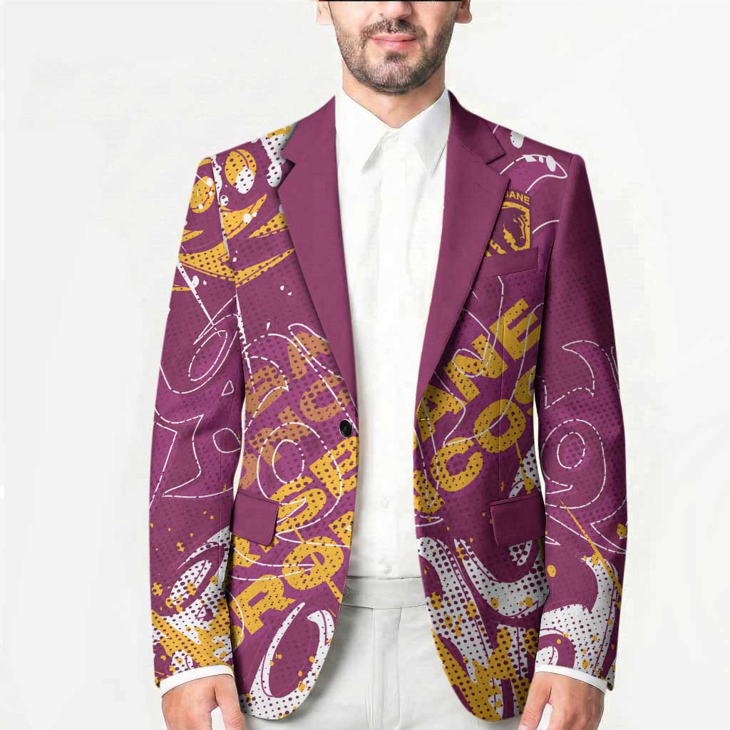 Personalized Brisbane Broncos Rugby Blazer Urban Street Graffiti Style - Distressed Splatter Elements