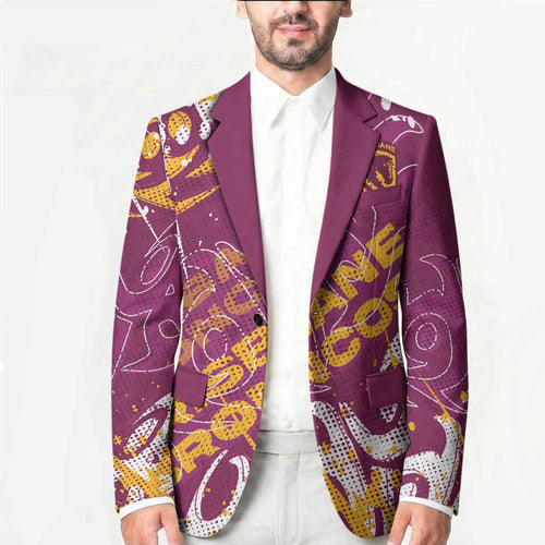 Personalized Brisbane Broncos Rugby Blazer Urban Street Graffiti Style - Distressed Splatter Elements