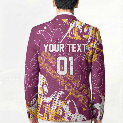 Personalized Brisbane Broncos Rugby Blazer Urban Street Graffiti Style - Distressed Splatter Elements