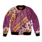 Personalized Brisbane Broncos Rugby Bomber Jacket Urban Street Graffiti Style - Distressed Splatter Elements