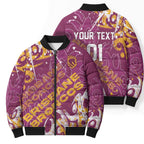 Personalized Brisbane Broncos Rugby Bomber Puffer Jacket Urban Street Graffiti Style - Distressed Splatter Elements