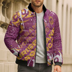 Personalized Brisbane Broncos Rugby Bomber Puffer Jacket Urban Street Graffiti Style - Distressed Splatter Elements