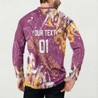Personalized Brisbane Broncos Rugby Button Sweatshirt Urban Street Graffiti Style - Distressed Splatter Elements