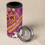 Personalized Brisbane Broncos Rugby 4 in 1 Can Cooler Tumbler Urban Street Graffiti Style - Distressed Splatter Elements