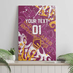 Personalized Brisbane Broncos Rugby Canvas Wall Art Urban Street Graffiti Style - Distressed Splatter Elements