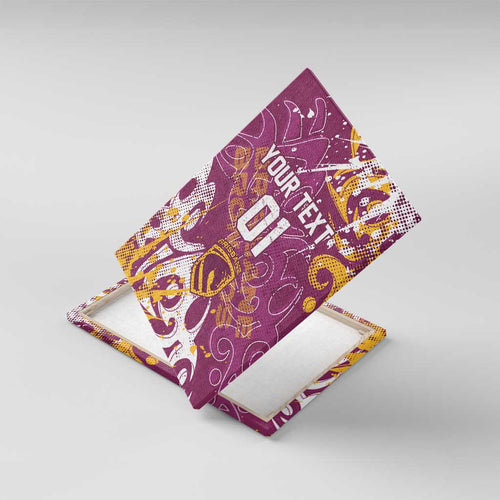 Personalized Brisbane Broncos Rugby Canvas Wall Art Urban Street Graffiti Style - Distressed Splatter Elements