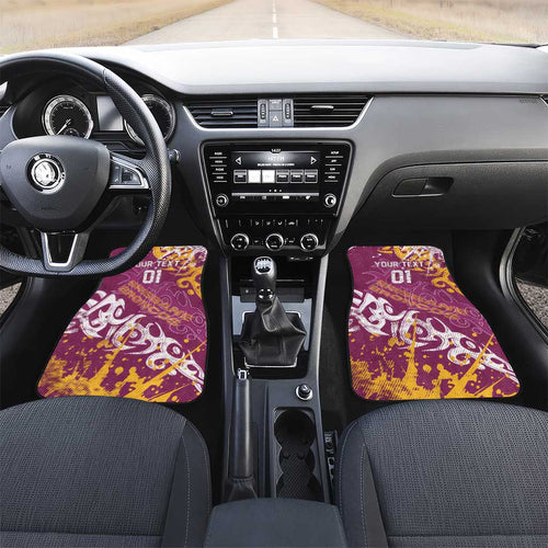 Personalized Brisbane Broncos Rugby Car Mats Urban Street Graffiti Style - Distressed Splatter Elements