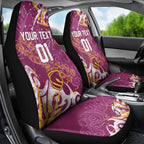 Personalized Brisbane Broncos Rugby Car Seat Cover Urban Street Graffiti Style - Distressed Splatter Elements