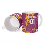 Personalized Brisbane Broncos Rugby Ceramic Mug Urban Street Graffiti Style - Distressed Splatter Elements
