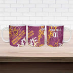 Personalized Brisbane Broncos Rugby Ceramic Mug Urban Street Graffiti Style - Distressed Splatter Elements