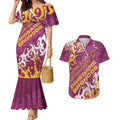 Personalized Brisbane Broncos Rugby Couples Matching Mermaid Dress and Hawaiian Shirt Urban Street Graffiti Style - Distressed Splatter Elements